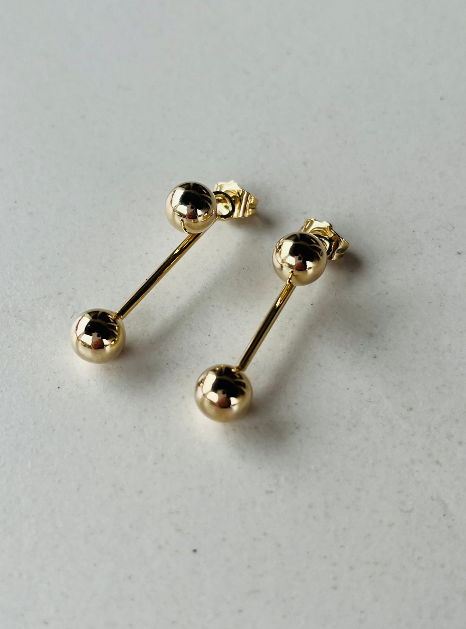 Orecchini geometrici DOUBLE SMALL ORO orecchini artigianali in ottone con rifinitura oro lucido orecchini con ciondoli gioielli contemporanei orecchini geometrici orecchini made in italy gioielli Bologna