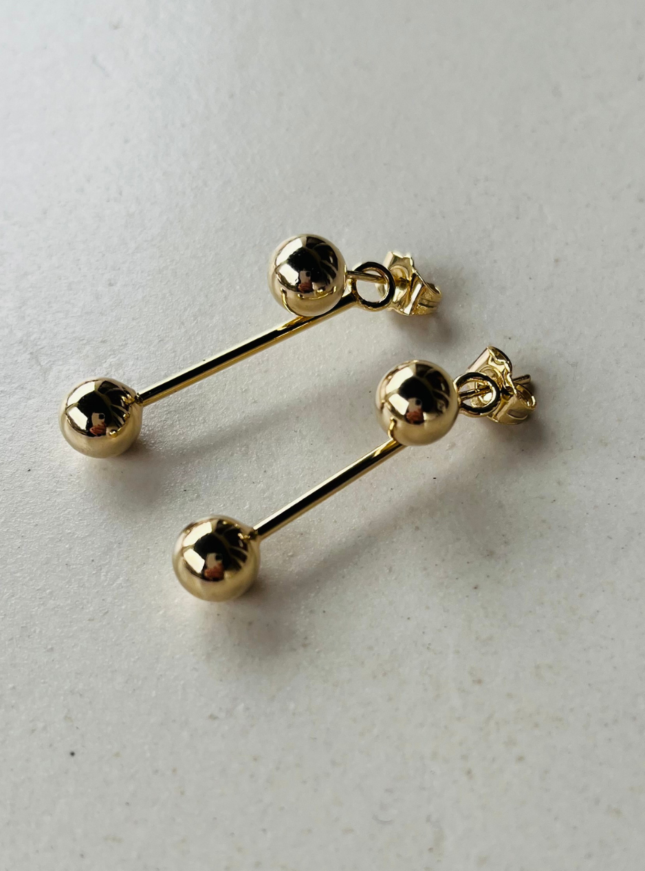 Orecchini geometrici DOUBLE SMALL ORO orecchini artigianali in ottone con rifinitura oro lucido orecchini con ciondoli gioielli contemporanei orecchini geometrici orecchini made in italy gioielli Bologna