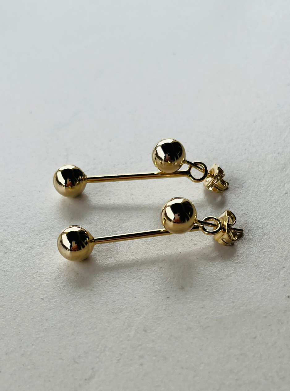 Orecchini geometrici DOUBLE SMALL ORO orecchini artigianali in ottone con rifinitura oro lucido orecchini con ciondoli gioielli contemporanei orecchini geometrici orecchini made in italy gioielli Bologna