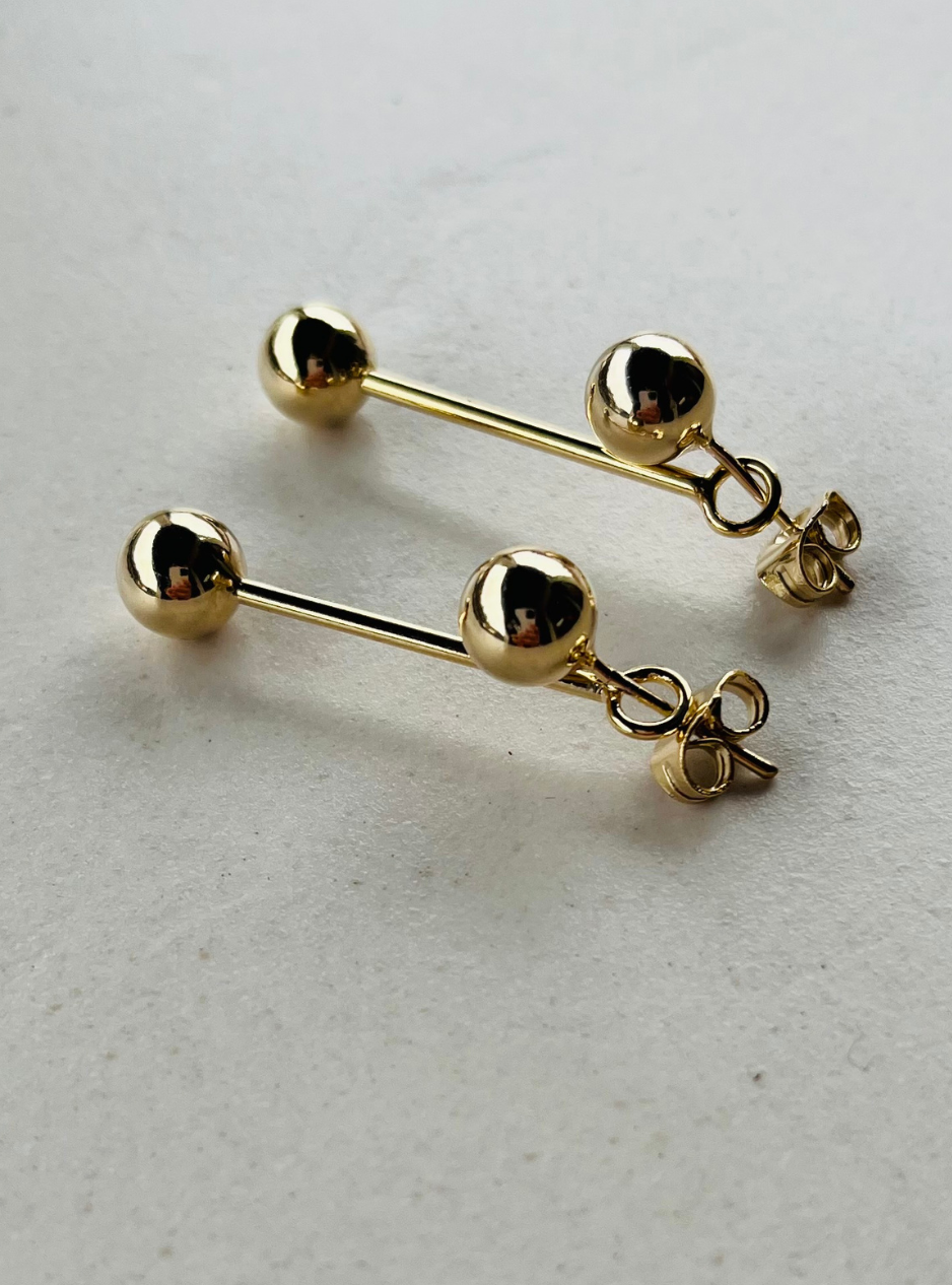 Orecchini DOUBLE SMALL ORO orecchini artigianali in ottone con rifinitura oro lucido orecchini con ciondoli gioielli contemporanei orecchini geometrici orecchini made in italy gioielli Bologna